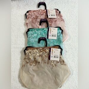 New! 6 Pairs Joyspun Embroidered Mesh Cheeky Panties and Thongs